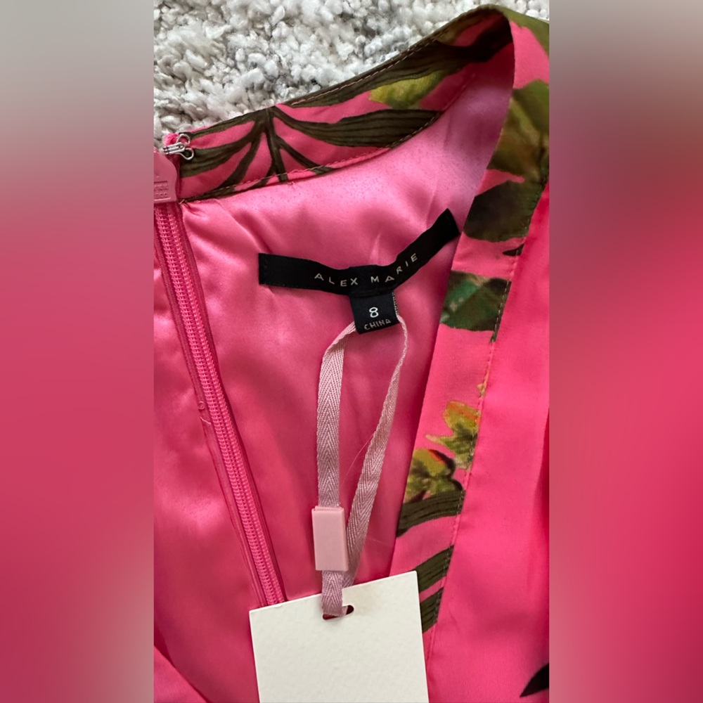 Alex Marie Vibrant Pink Floral Long Sleeve Dress - Picture 8 of 16